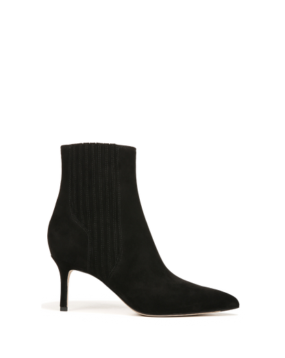 Lisa Mid-Heel Ankle Boot in Black Suede - Veronica Beard Signature