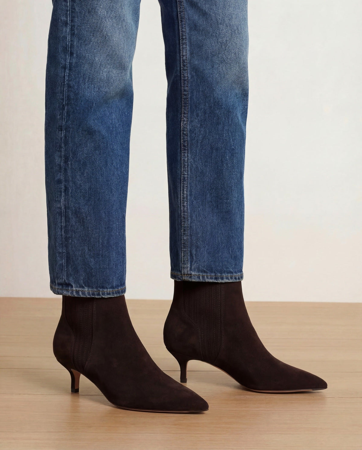 Lisa Kitten-Heel Ankle Boot in Espresso - Veronica Beard Best Seller
