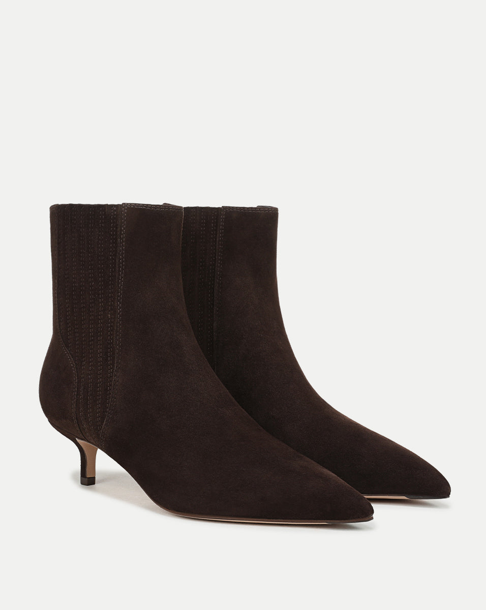 Lisa Kitten-Heel Ankle Boot in Espresso - Veronica Beard Best Seller
