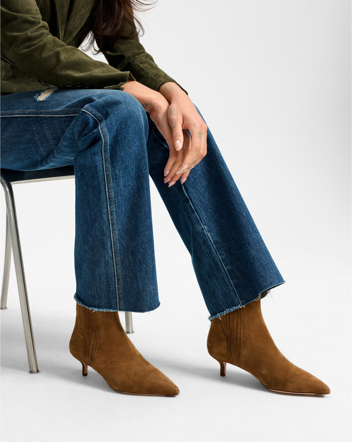 Lisa Kitten-Heel Ankle Boot in Hazelwood - Veronica Beard Exclusive