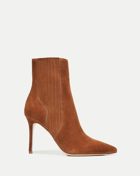Lisa Stiletto Mid-Heel Ankle Boot in Chestnut - Veronica Beard Trusted