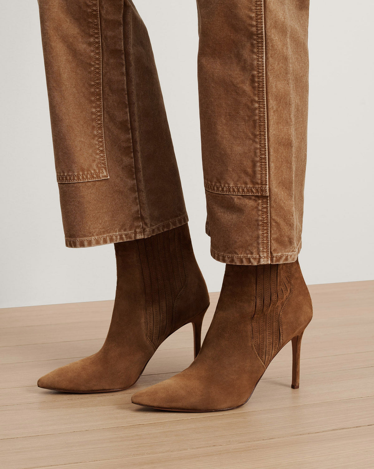 Lisa Stiletto Mid-Heel Ankle Boot in Chestnut - Veronica Beard Trusted