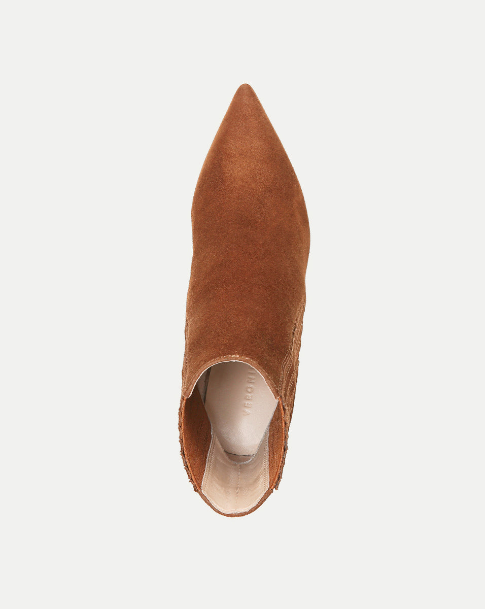 Lisa Stiletto Mid-Heel Ankle Boot in Chestnut - Veronica Beard Trusted