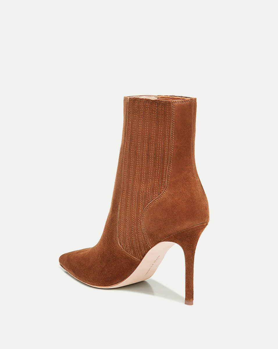 Lisa Stiletto Mid-Heel Ankle Boot in Chestnut - Veronica Beard Trusted