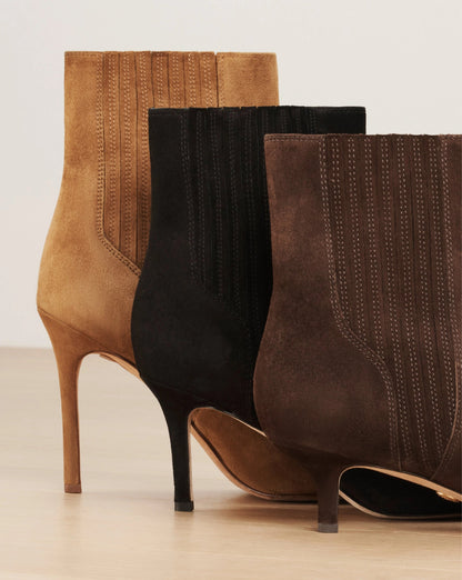 Lisa Stiletto Mid-Heel Ankle Boot in Chestnut - Veronica Beard Trusted