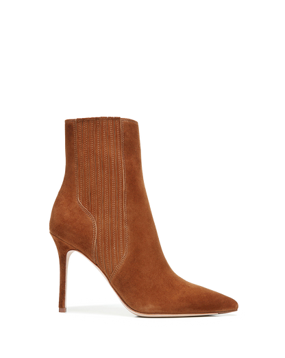 Lisa Stiletto Mid-Heel Ankle Boot in Chestnut - Veronica Beard Trusted