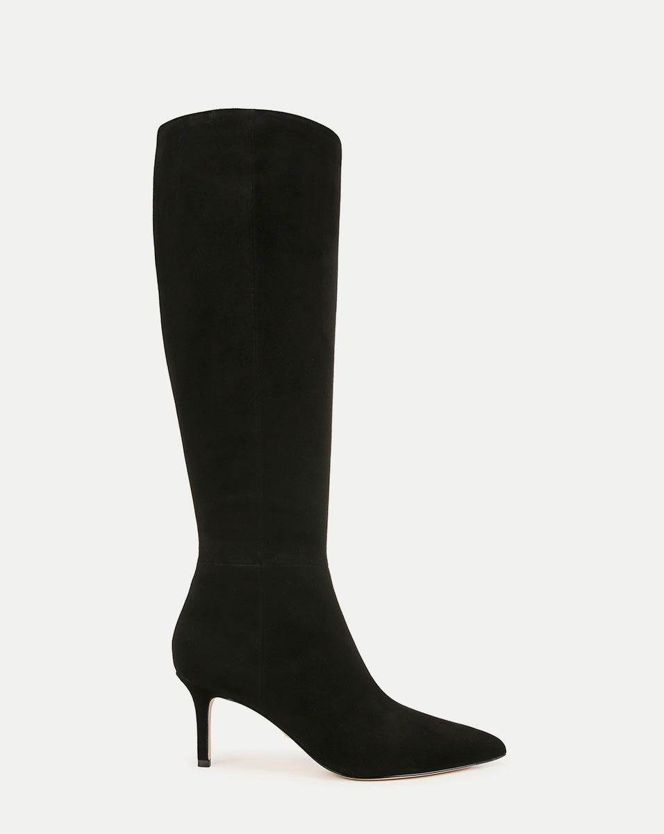 Lisa Mid-Heel Boot in Black Suede - Veronica Beard Classic