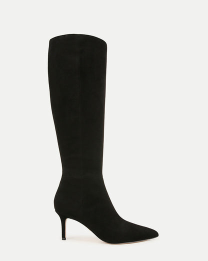 Lisa Mid-Heel Boot in Black Suede - Veronica Beard Classic