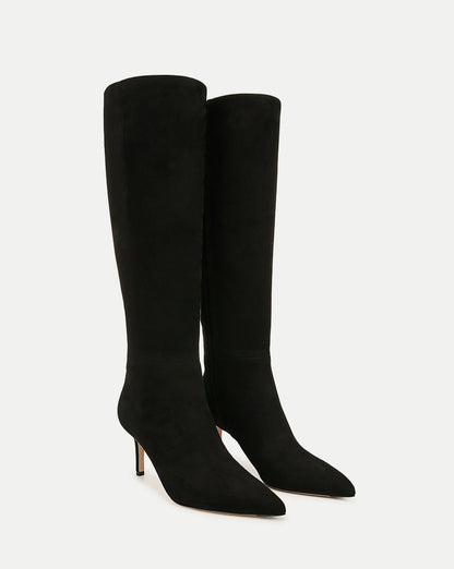 Lisa Mid-Heel Boot in Black Suede - Veronica Beard Classic