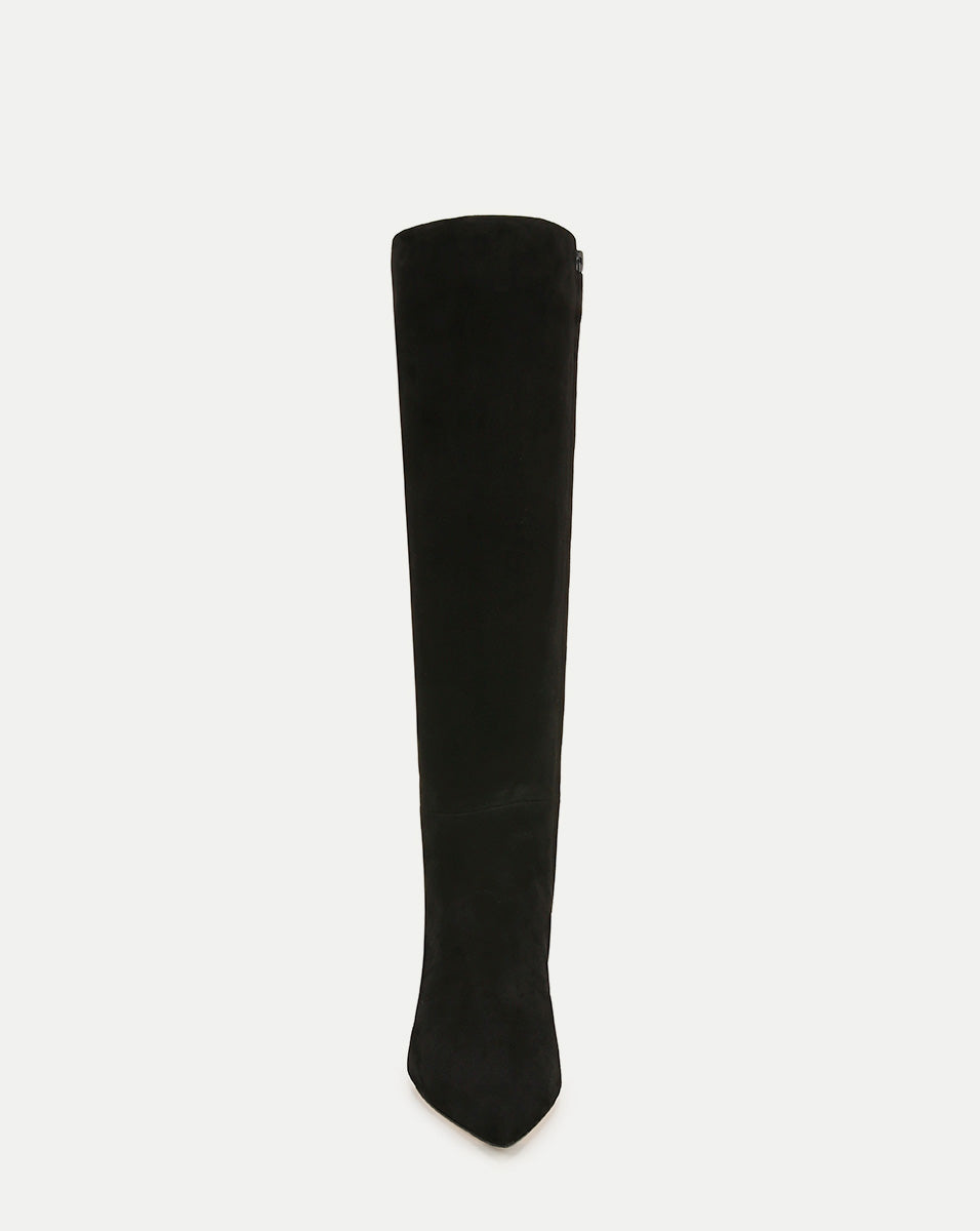 Lisa Mid-Heel Boot in Black Suede - Veronica Beard Classic