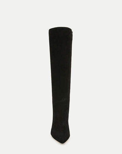 Lisa Mid-Heel Boot in Black Suede - Veronica Beard Classic