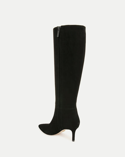 Lisa Mid-Heel Boot in Black Suede - Veronica Beard Classic
