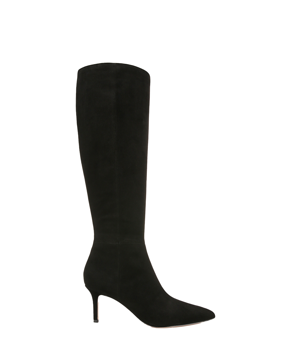 Lisa Mid-Heel Boot in Black Suede - Veronica Beard Classic