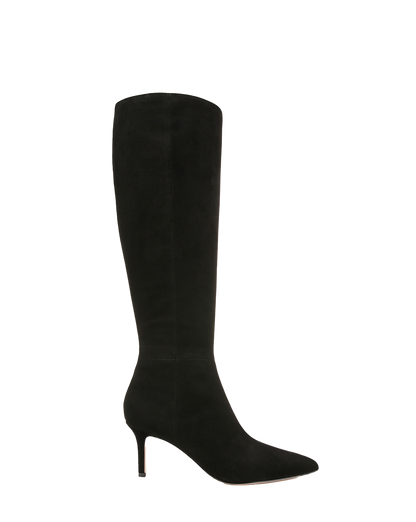 Lisa Mid-Heel Boot in Black Suede - Veronica Beard Classic