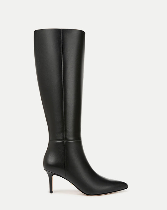 Lisa Mid-Heel Boot in Black Leather - Veronica Beard Great Value