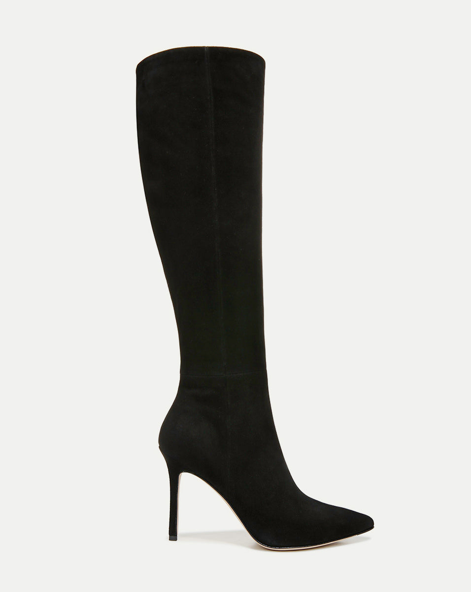 Lisa Stiletto Boot | Wide-Calf in Black Suede - Veronica Beard Deals