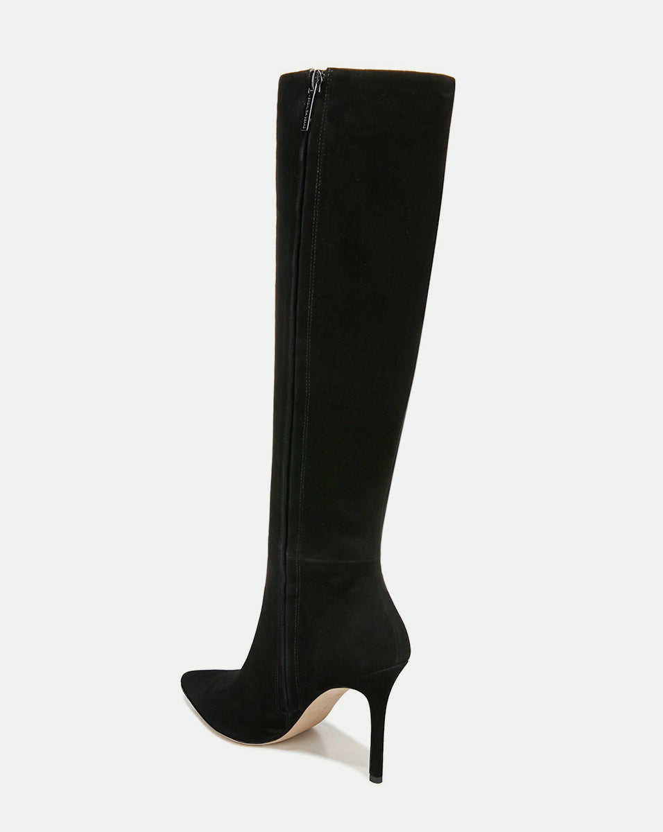 Lisa Stiletto Boot | Wide-Calf in Black Suede - Veronica Beard Deals