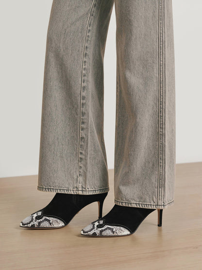 Lisa Western Mid-Heel Ankle-Boot in Black Suede - Veronica Beard Latest