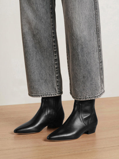 Glinda Stretch Ankle Boot in Black Leather - Veronica Beard Smart Buy