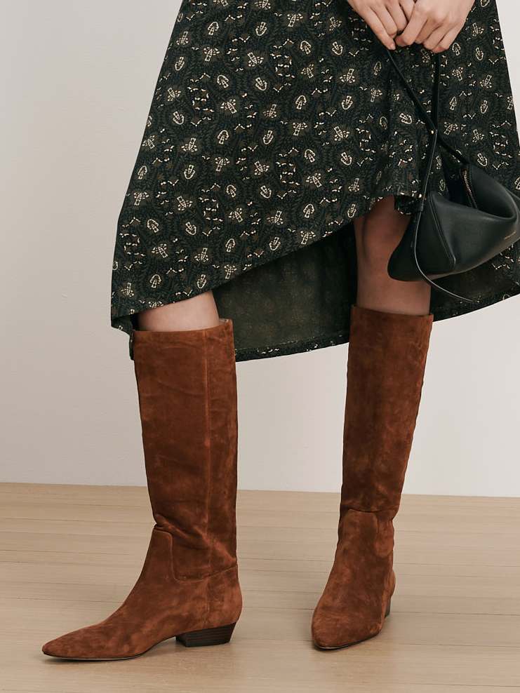 Gabrielle Tall Boot in Brown Suede - Veronica Beard Recommended