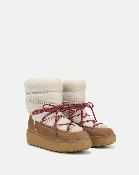 Kirsta Shearling Boot in White/Chestnut - Veronica Beard Featured