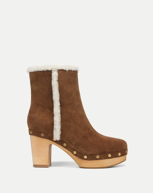 Loreen Shearling Ankle Boot in Chestnut - Veronica Beard Discount