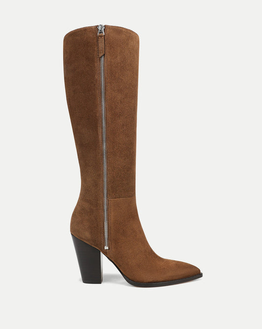 Levanne Block-Heel Boot in Chestnut - Veronica Beard Popular