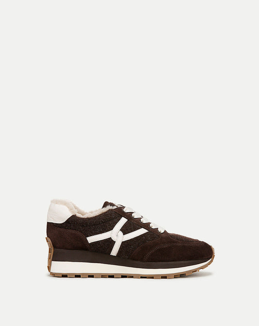Valentina Shearling Sneaker in Espresso - Veronica Beard Trusted