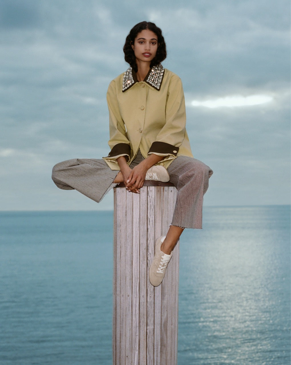 Riviera Suede Sneaker in Sand/Lily - Veronica Beard Popular