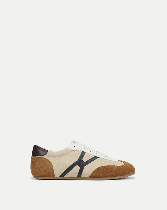 Riviera Suede Sneaker in Beige & Brown - Veronica Beard Great Value