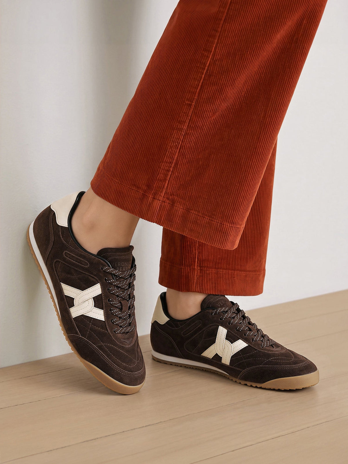 Natalia Suede Sneaker in Dark Brown - Veronica Beard Classic