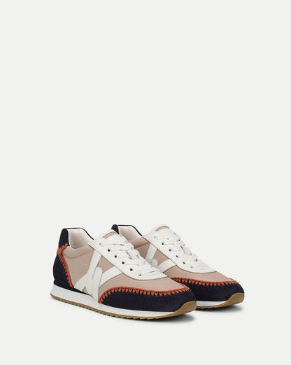 Penrose Whipstitch Sneaker in Sand/Navy - Veronica Beard Top Pick