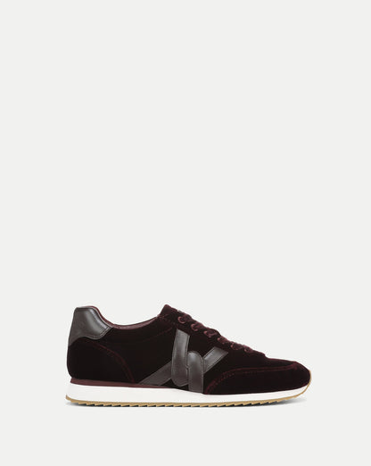 Penrose Velvet Sneaker in Burgundy & Brown - Veronica Beard Latest