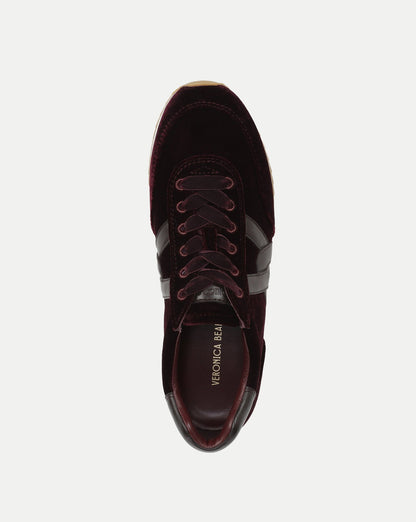 Penrose Velvet Sneaker in Burgundy & Brown - Veronica Beard Latest