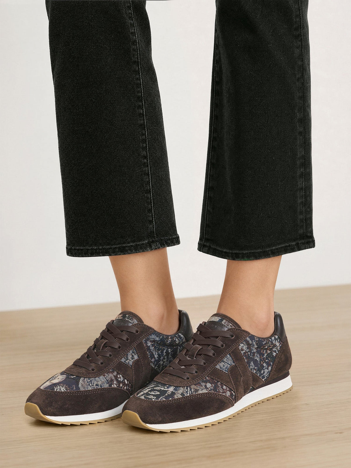 Penrose Brocade Sneaker in Dark Brown - Veronica Beard Essential