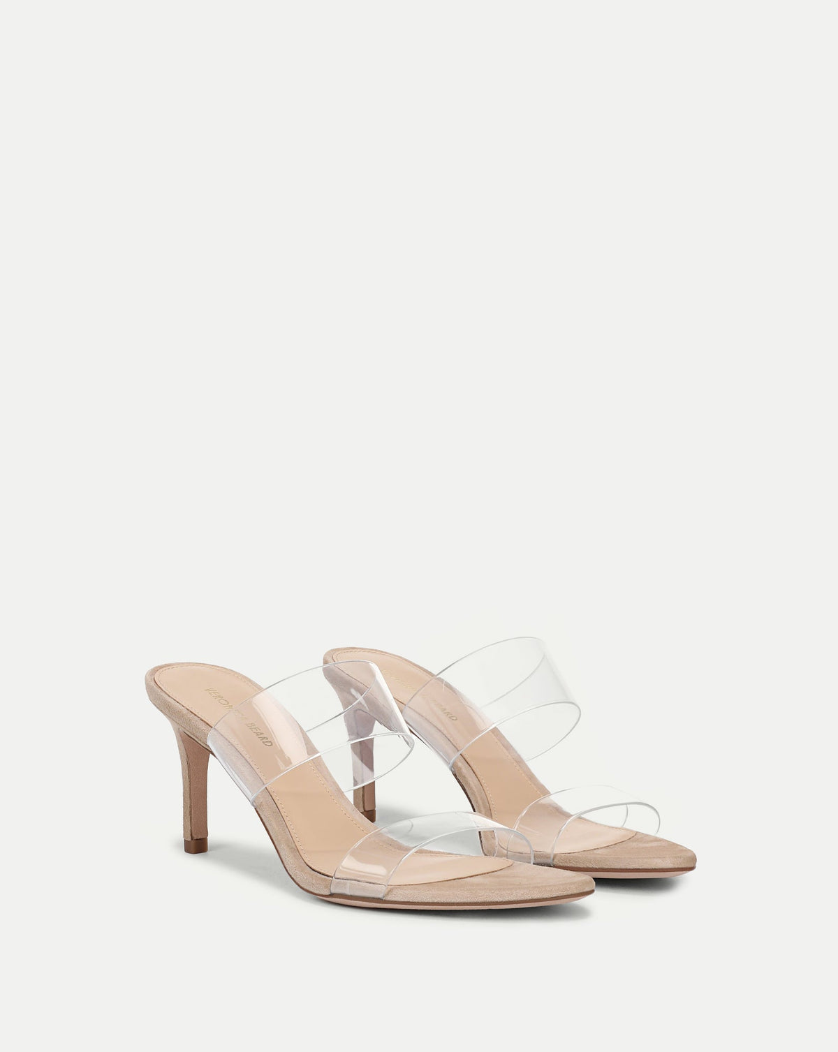 Asha Mid-Heel Sandal in Sand/Clear - Veronica Beard Trusted