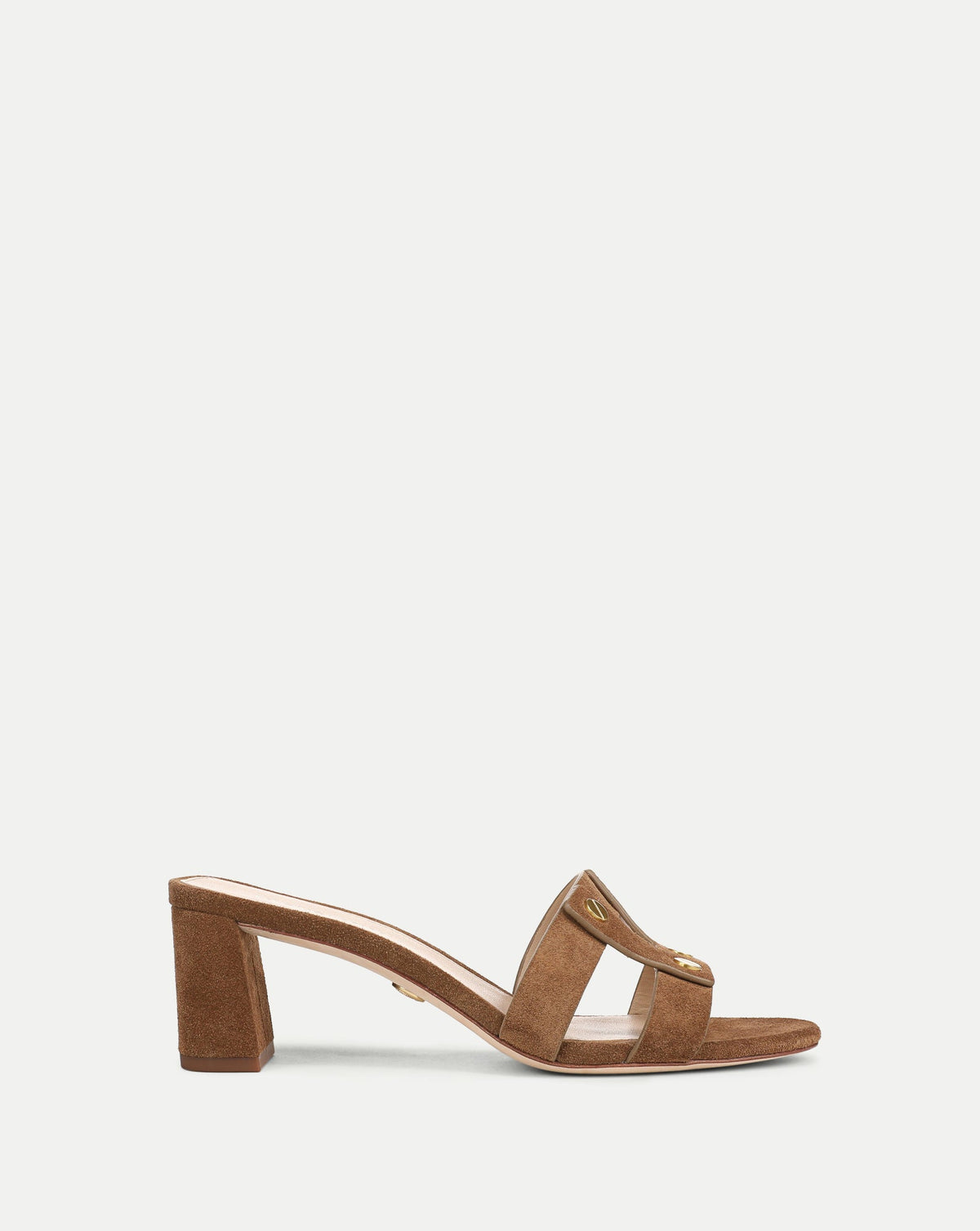 Via Suede Heeled Sandal in Brown Chestnut - Veronica Beard Recommended