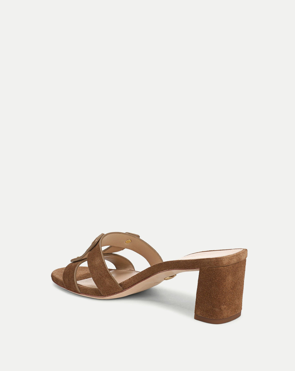 Via Suede Heeled Sandal in Brown Chestnut - Veronica Beard Recommended