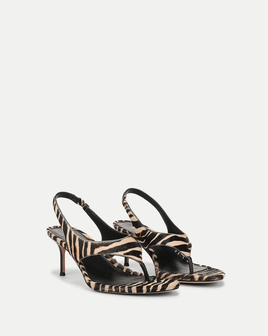 Talon Calf Hair Slingback Sandal in Ziger Zebra Print - Veronica Beard Recommended