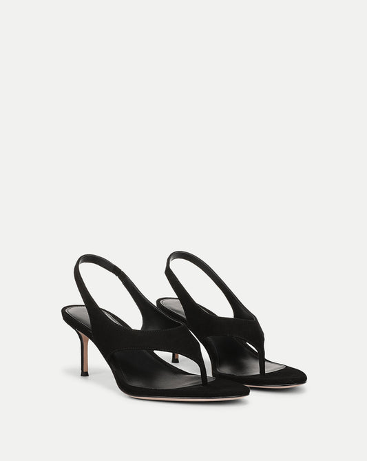 Talon Suede Slingback Heeled Sandals in Black - Veronica Beard New