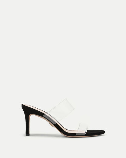 Asha Mid-Heel Sandal in Clear/Black - Veronica Beard Deals
