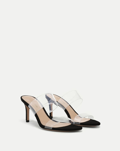 Asha Mid-Heel Sandal in Clear/Black - Veronica Beard Deals