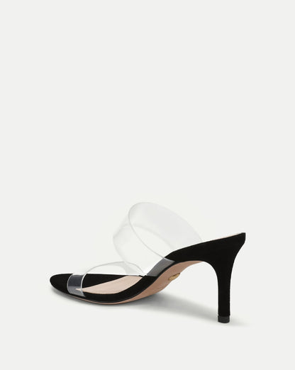 Asha Mid-Heel Sandal in Clear/Black - Veronica Beard Deals