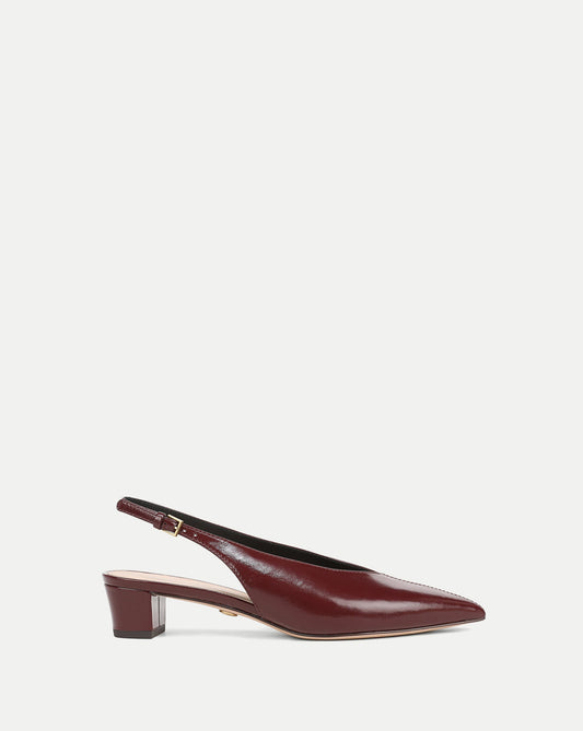 Pamela Slingback Heel in Burgundy Leather Pinot Noir - Veronica Beard New