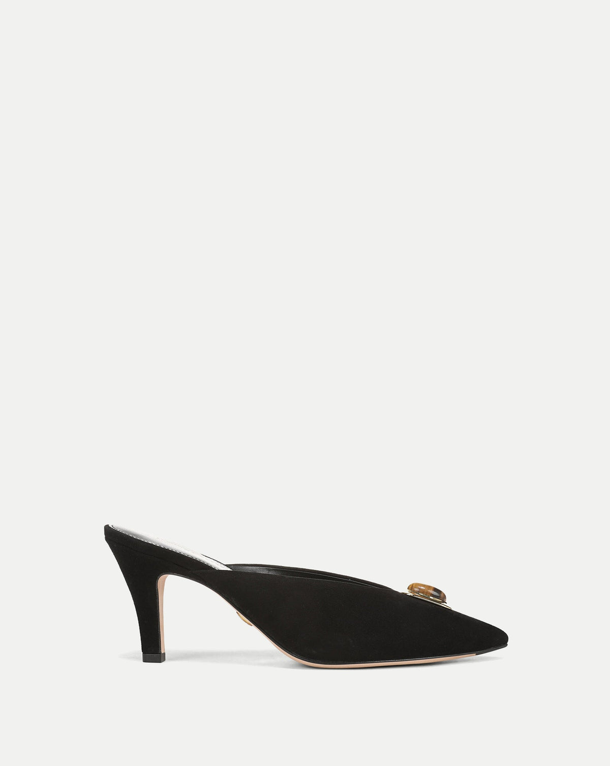 Rochelle Cabochon Mule in Black Suede - Veronica Beard Latest