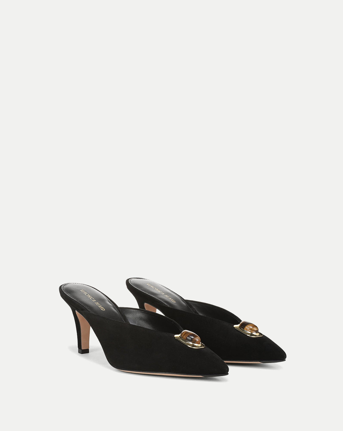 Rochelle Cabochon Mule in Black Suede - Veronica Beard Latest