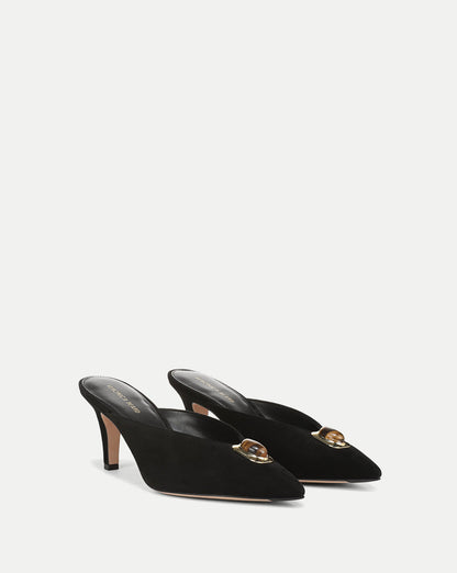 Rochelle Cabochon Mule in Black Suede - Veronica Beard Latest