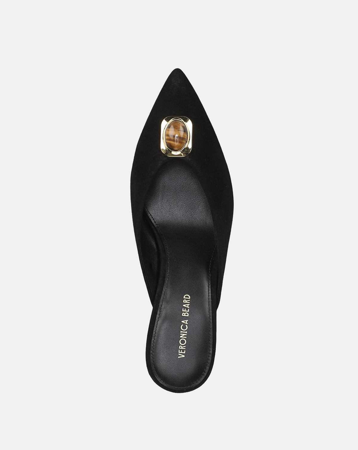 Rochelle Cabochon Mule in Black Suede - Veronica Beard Latest