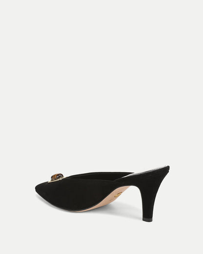 Rochelle Cabochon Mule in Black Suede - Veronica Beard Latest