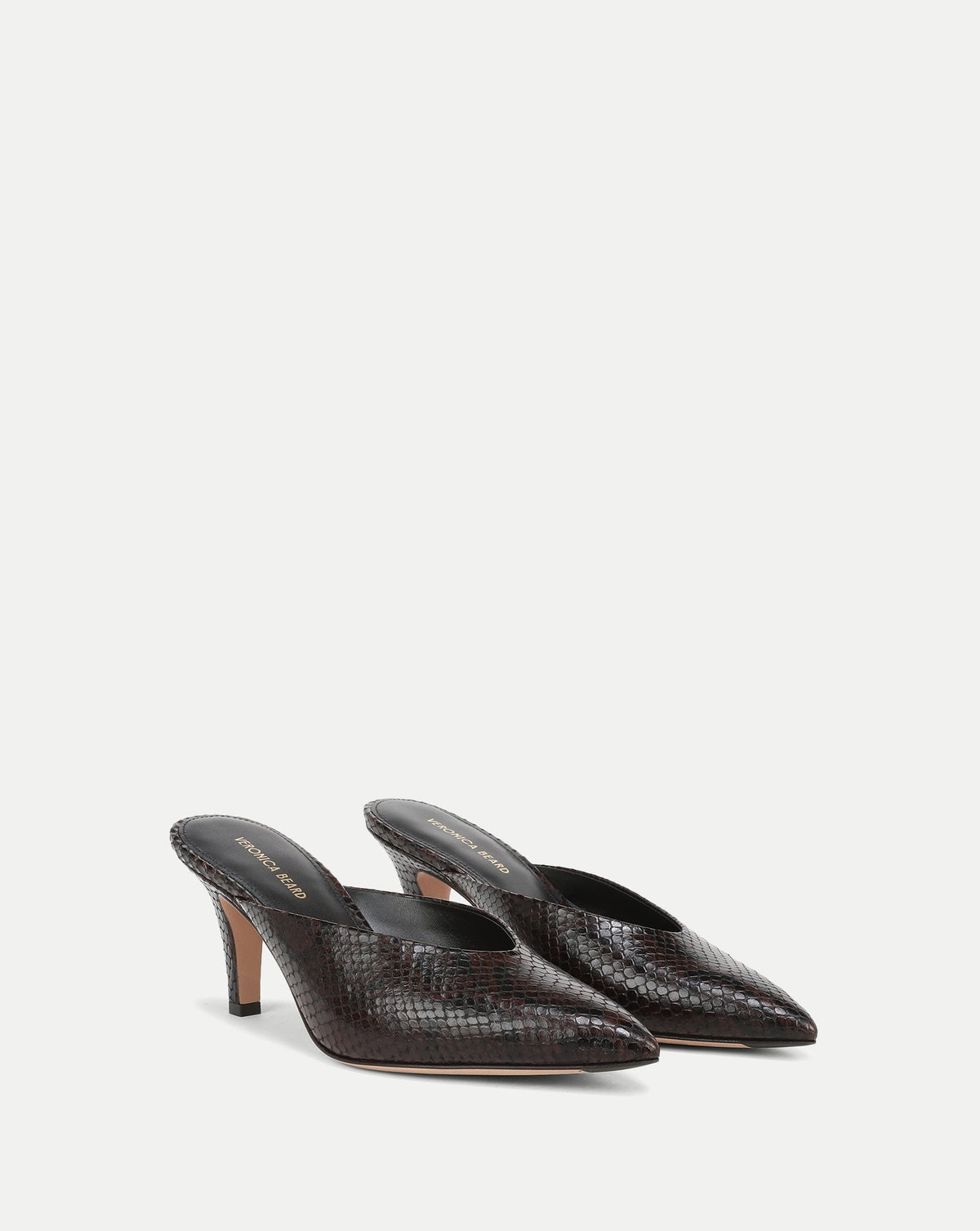 Rochelle Snake-Embossed Mule in Dark Brown - Veronica Beard Sale